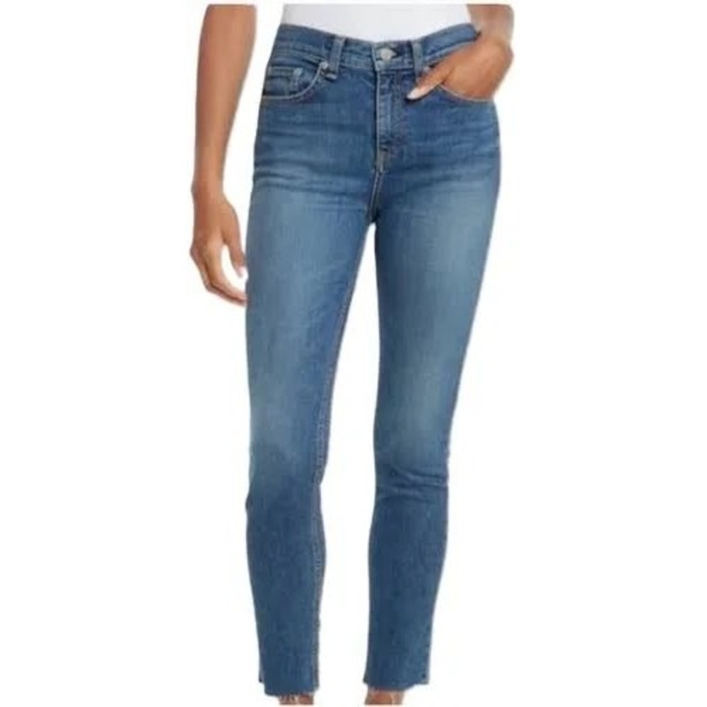 Rag & Bone 10 Inch‎ Ankle Skinny Jeans Dark Wash Raw Hem W1566K122MAD 29